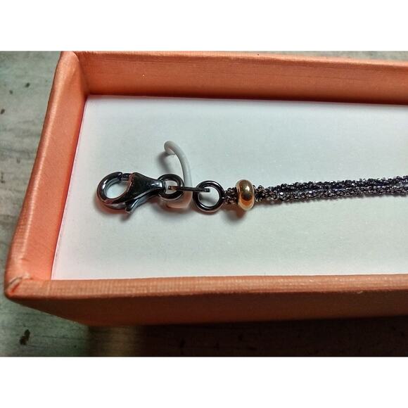 Isabella M Boston Sterling Silver Goldtone Sideways Curved Cross Bracelet in Box - Picture 6 of 9